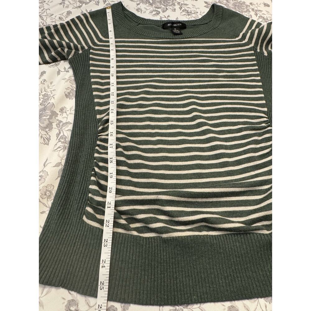 Women's 89th & Madison Green Cream Stripe Knitted Sweater Sz XL - Picture 10 of 13